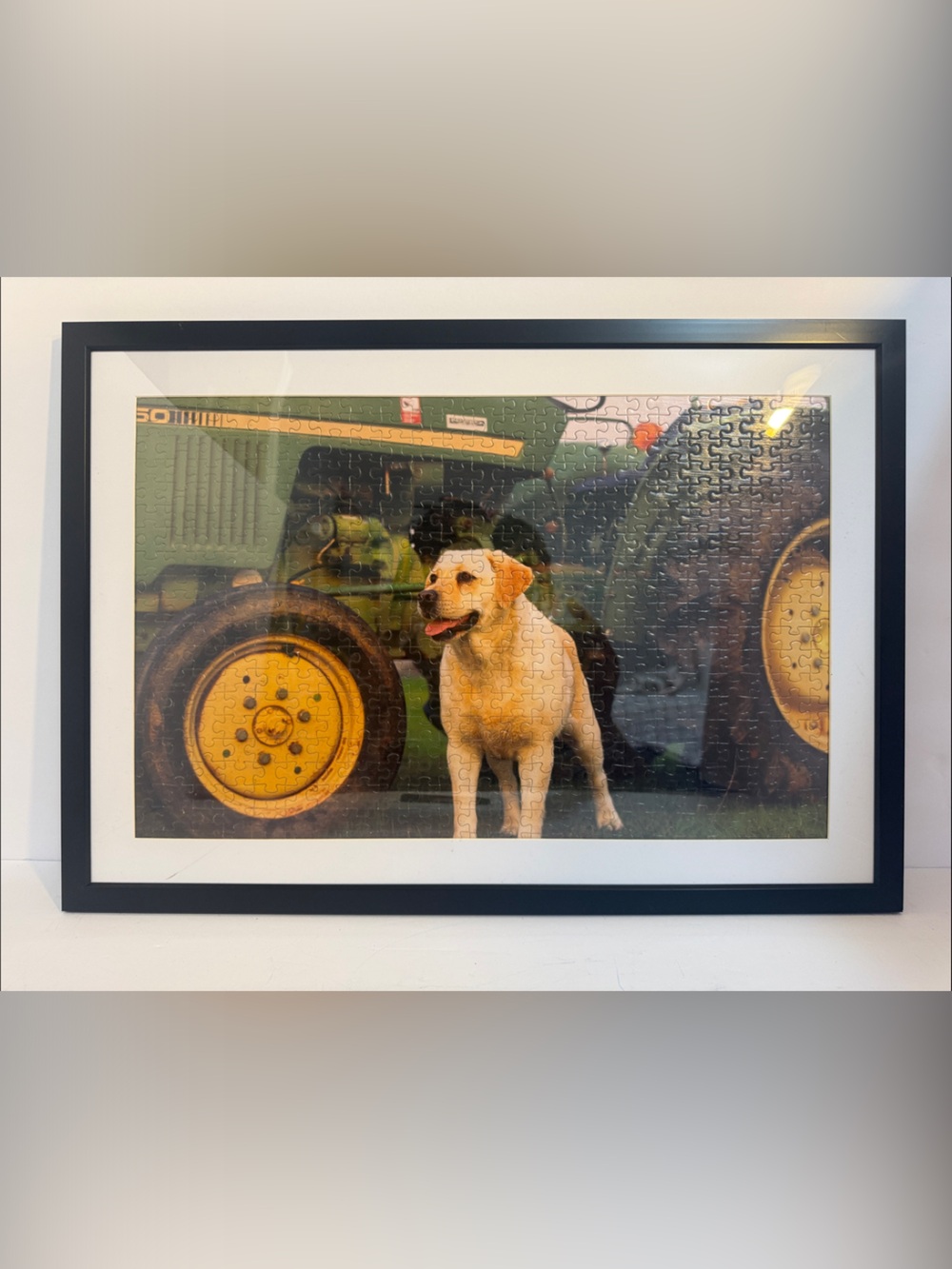 Framed Dog Wall Art Puzzle Print in Black Frame